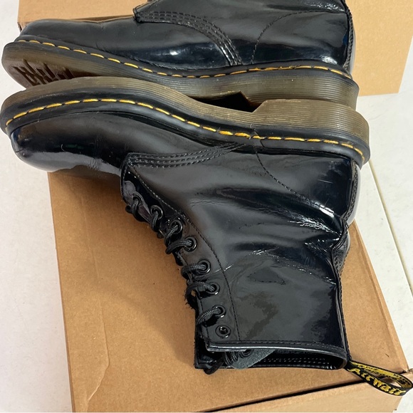 Dr Martens Womens 1460 Black Patented Leather Boots Size 8 Doc Marten - Picture 6 of 13